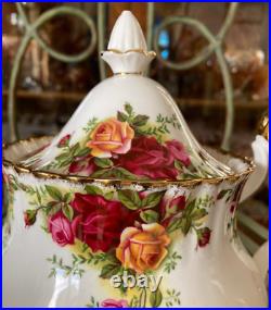 Royal Albert Old Country Roses Large Teapot 22k Gold Bone China 42 Oz 8 New