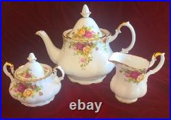 Royal Albert Old Country Roses Large Teapot, Creamer & Sugar Bowl withLid NIB Royal Albert Old Country Roses Large Teapot, Creamer & Sugar Bowl withLid NIB