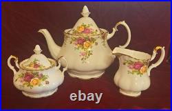 Royal Albert Old Country Roses Large Teapot, Creamer & Sugar Bowl withLid NIB Royal Albert Old Country Roses Large Teapot, Creamer & Sugar Bowl withLid NIB