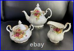 Royal Albert Old Country Roses Large Teapot, Lidded Sugar Bowl And Milk Jug