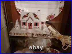 Royal Albert Old Country Roses Lighted Snowy Cottage Figurine Royal Albert Old Country Roses Lighted Snowy Cottage Figurine