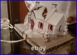 Royal Albert Old Country Roses Lighted Snowy Cottage Figurine Royal Albert Old Country Roses Lighted Snowy Cottage Figurine