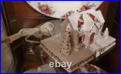 Royal Albert Old Country Roses Lighted Snowy Cottage Figurine Royal Albert Old Country Roses Lighted Snowy Cottage Figurine