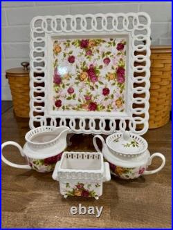 Royal Albert Old Country Roses Lot (Sugar, Creamer, Tray, Packet Holder) New