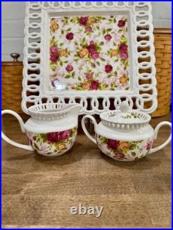 Royal Albert Old Country Roses Lot (Sugar, Creamer, Tray, Packet Holder) New