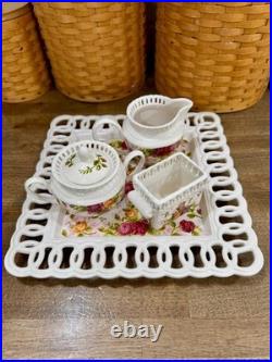 Royal Albert Old Country Roses Lot (Sugar, Creamer, Tray, Packet Holder) New