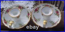 Royal Albert'Old Country Roses' Matching Pair of Handled Candle Holders Rare