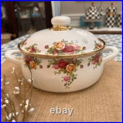 Royal Albert Old Country Roses Metal Covered Dish Casserole Cookware Germany Royal Albert Old Country Roses Metal Covered Dish Casserole Cookware Germany