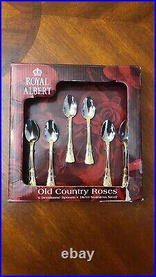 Royal Albert Old Country Roses New Stainless Steel 22K Gold Demitasse Spoons