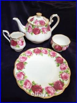 Royal Albert Old Country Roses Old English Rose 4 Piece Set Teapot + Creamer