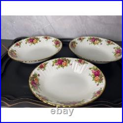 Royal Albert Old Country Roses Oval Vegetable Bowls Set of 3 Bone China Gold Rim