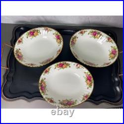 Royal Albert Old Country Roses Oval Vegetable Bowls Set of 3 Bone China Gold Rim