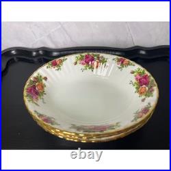 Royal Albert Old Country Roses Oval Vegetable Bowls Set of 3 Bone China Gold Rim