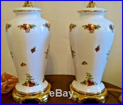 Royal Albert Old Country Roses Pair of Table Lamps 23.25 Inches Tall