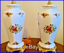 Royal Albert Old Country Roses Pair of Table Lamps 23.25 Inches Tall