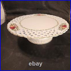 Royal Albert Old Country Roses Pierced Reticulated Pedistal Cake Stand 12 Lqqk