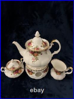 Royal Albert Old Country Roses Porcelain 4 Pc Teapot & Warmer Creamer & Sugar Royal Albert Old Country Roses Porcelain 4 Pc Teapot & Warmer Creamer & Sugar