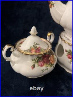 Royal Albert Old Country Roses Porcelain 4 Pc Teapot & Warmer Creamer & Sugar Royal Albert Old Country Roses Porcelain 4 Pc Teapot & Warmer Creamer & Sugar