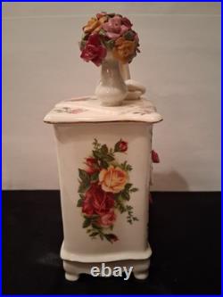 Royal Albert Old Country Roses Porcelain Music Box Dresser with Vase
