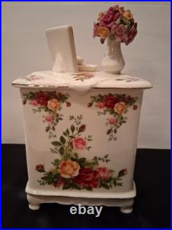Royal Albert Old Country Roses Porcelain Music Box Dresser with Vase