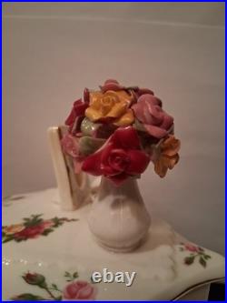 Royal Albert Old Country Roses Porcelain Music Box Dresser with Vase