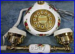 Royal Albert Old Country Roses Porcelain Telephone 20K Carat Gold Plated Trim