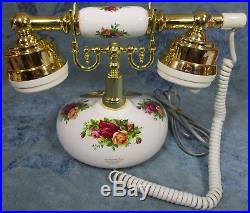 Royal Albert Old Country Roses Porcelain Telephone 20K Carat Gold Plated Trim