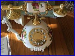 Royal Albert Old Country Roses Push Button Phone with US Plug Rare