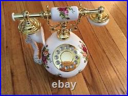 Royal Albert Old Country Roses Push Button Phone with US Plug Rare