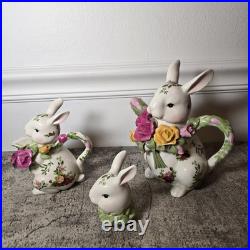 Royal Albert Old Country Roses Rabbit Rose Tea Pot & Creamer Set Royal Doulton