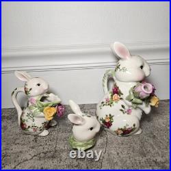Royal Albert Old Country Roses Rabbit Rose Tea Pot & Creamer Set Royal Doulton