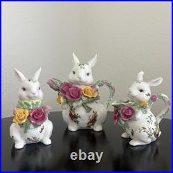 Royal Albert Old Country Roses Rabbit Tea Set Tea Pot Creamer Sugar