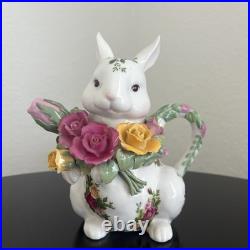 Royal Albert Old Country Roses Rabbit Tea Set Tea Pot Creamer Sugar