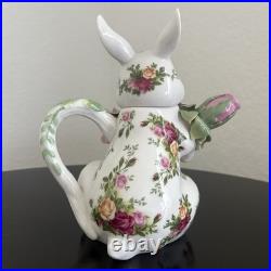 Royal Albert Old Country Roses Rabbit Tea Set Tea Pot Creamer Sugar