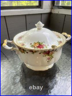 Royal Albert Old Country Roses Rare Covered Soup Tureen & Lid England 1962 14