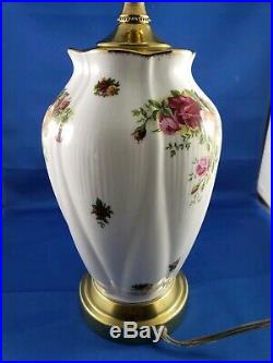 Royal Albert Old Country Roses Rare Table Lamp 18 Brass Accent