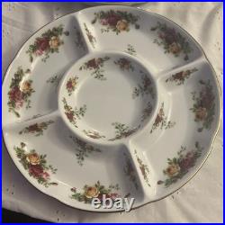 Royal Albert Old Country Roses Relish Crudite 5 section chip/dip 12 Set Of 2