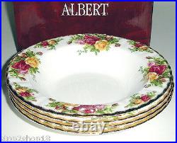 Royal Albert Old Country Roses Rim Soup Bowl 4 Piece Set 8 New In Box