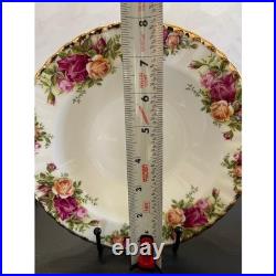 Royal Albert Old Country Roses Rim Soup Bowls Set of 4 Bone China Gold Trim