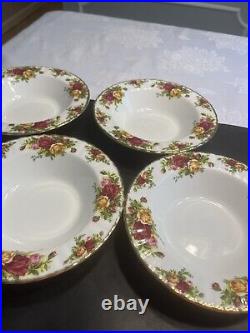 Royal Albert Old Country Roses Rimmed Soup Bowls(Set of 4) Bone China England