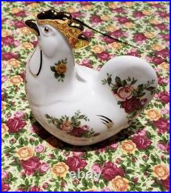 Royal Albert Old Country Roses Rooster figurine seconds gold in place