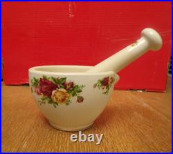Royal Albert Old Country Roses Round Mortar and Pestle Set Very Rare Royal Albert Old Country Roses Round Mortar and Pestle Set Very Rare