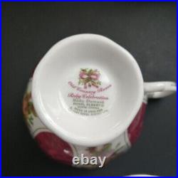 Royal Albert Old Country Roses Ruby Celebration Damask Cup Saucer Plate Trio Set