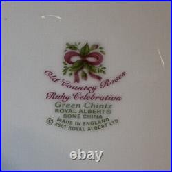 Royal Albert Old Country Roses Ruby Celebration Green Chintz Plates Set Of 4