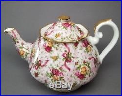 Royal Albert Old Country Roses Ruby Celebration Pink Chintz Teapot & 2 Cup Sets