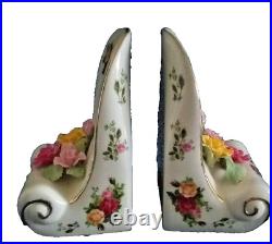 Royal Albert Old Country Roses SCULPTURE Bookends SET OF 2 NEW IN BOX