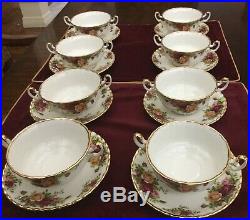 Royal Albert Old Country Roses SET OF 8 Cream Soup and Saucers EUC