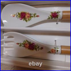 Royal Albert Old Country Roses Salad Bowl Fork & Spoon Set
