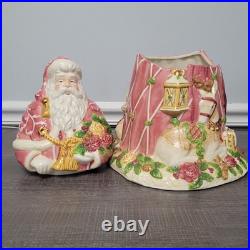Royal Albert Old Country Roses Santa Cookie Jar Signed Seasons Of Colour Pink