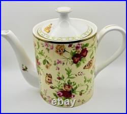 Royal Albert Old Country Roses Seasons Spring Chintz Butterfly Teapot Tea Pot